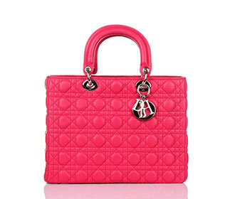 replica jumbo lady dior lambskin leather bag 6322 rosered with silver hardware - Click Image to Close